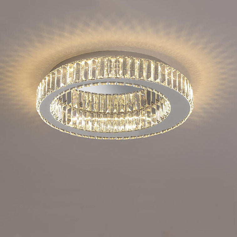 Modern Round Flush Mount Lighting Crystal LED Ceiling Light