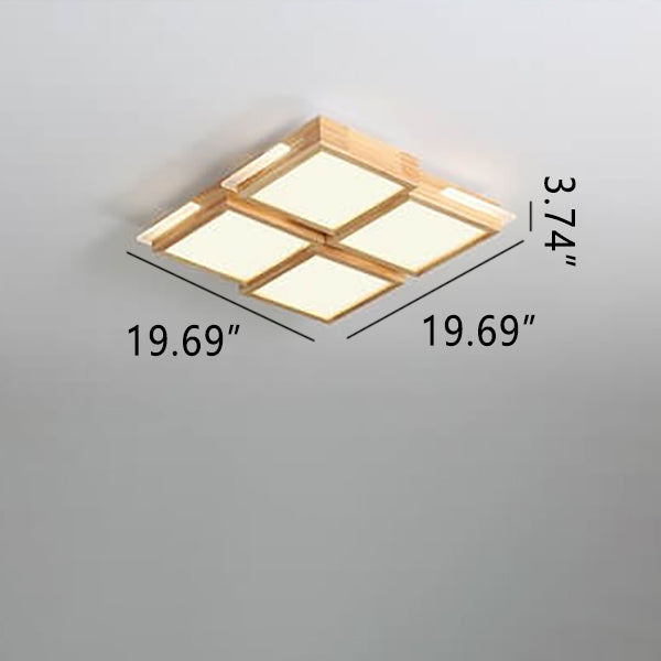 مصباح LED مربع بسيط من الخشب الصلب بتصميم نورديك