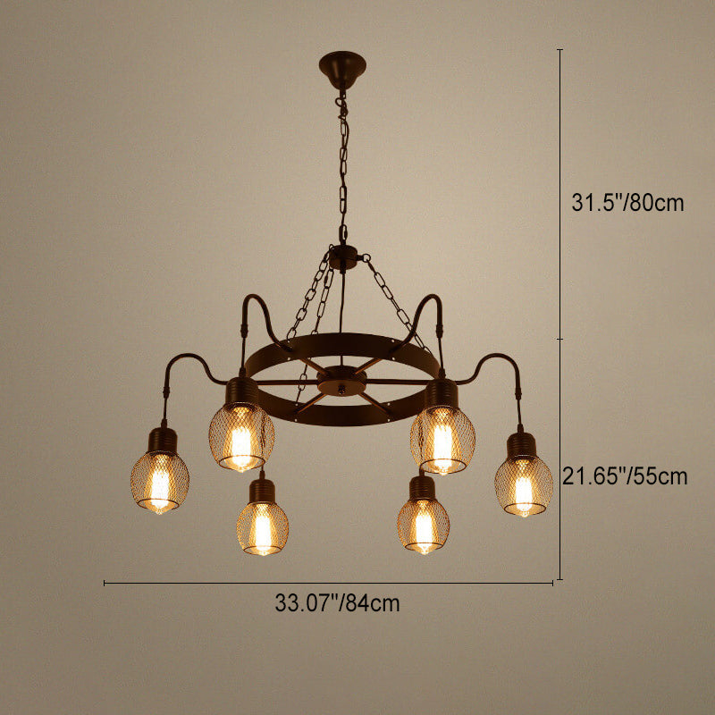 Traditional Colonial Round Mesh Iron 6/8/12 Light Chandelier For Living Room