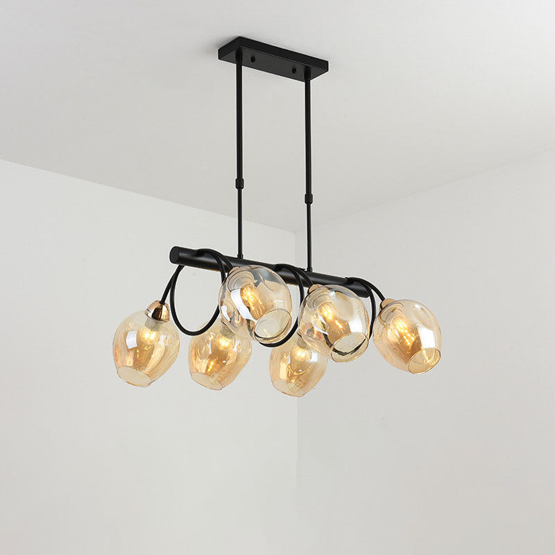 Nordic Light Luxury Gradient Glass Linear 6/8/10 Light Island Light Chandelier