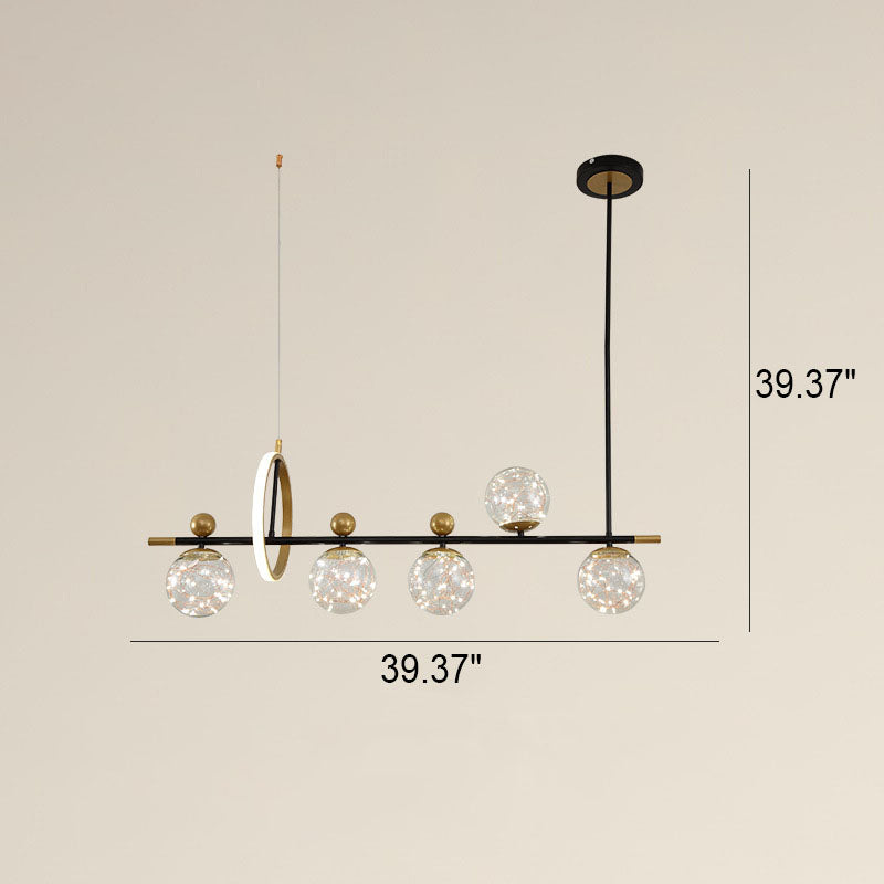 Nordic Light Luxury Round Ball Iron Glass LED Chandelier
