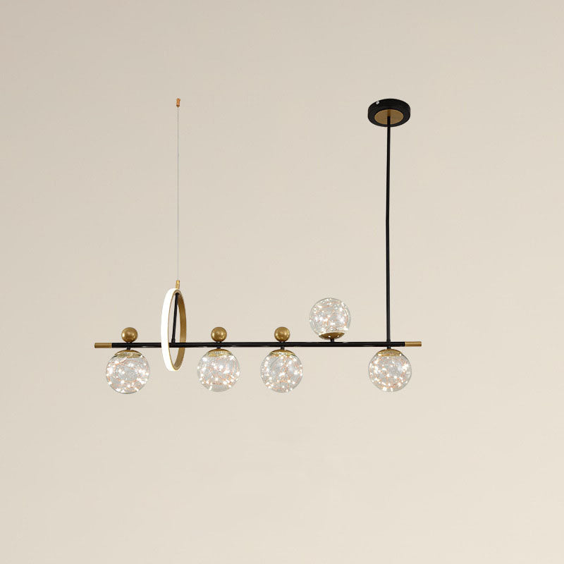 Nordic Light Luxury Round Ball Iron Glass LED Chandelier