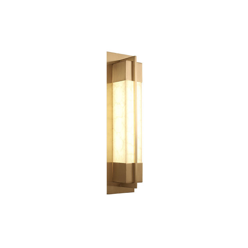 Modern Chinese Brass Resin Rectangular LED Wall Sconce Lamp