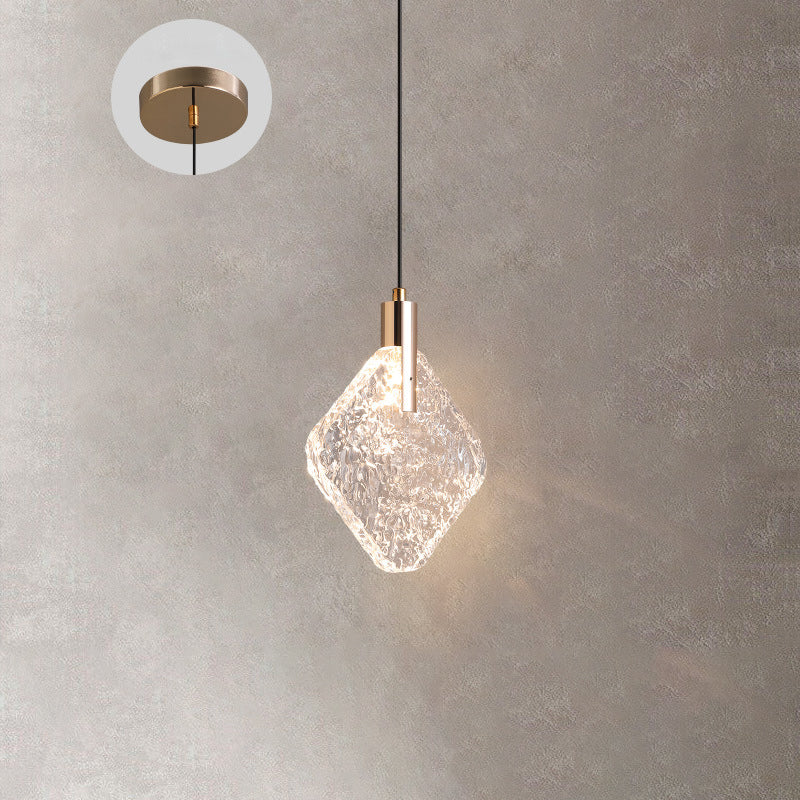 Modern Minimalist Diamond Round Trapezoid Aluminum Crystal LED Pendant Light For Bedroom