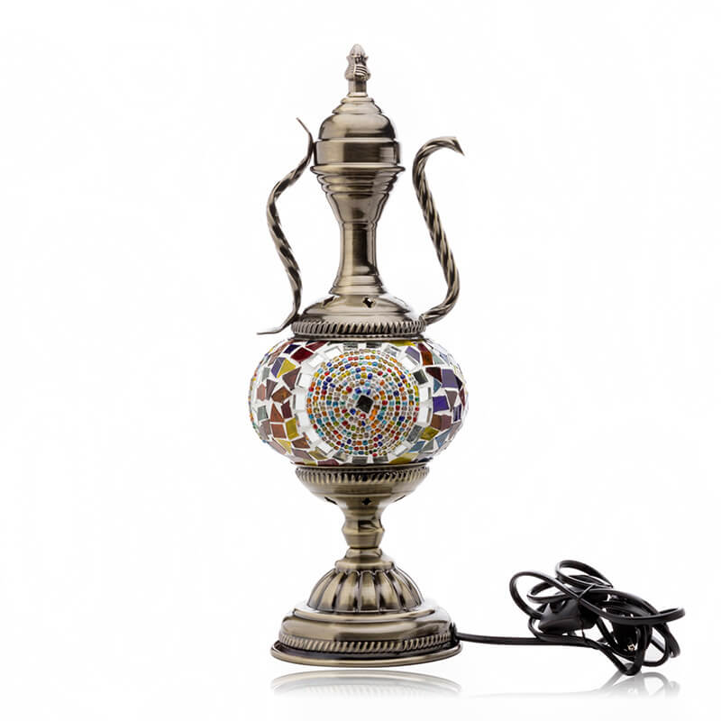Turkish Vintage Handmade Glass Coffee Pot Design 1-Light Table Lamp