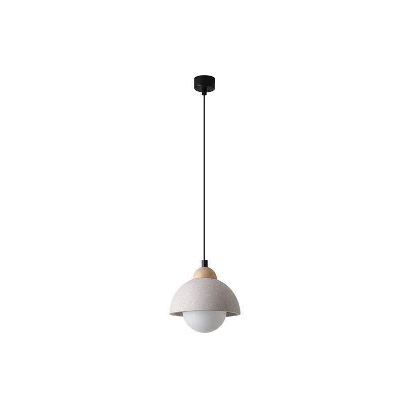 Contemporary Scandinavian Cement Dome Glass Shade 1-Light Pendant Light For Bedroom
