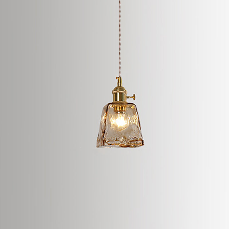 Vintage Amber Glass 1-Light Pendant Light