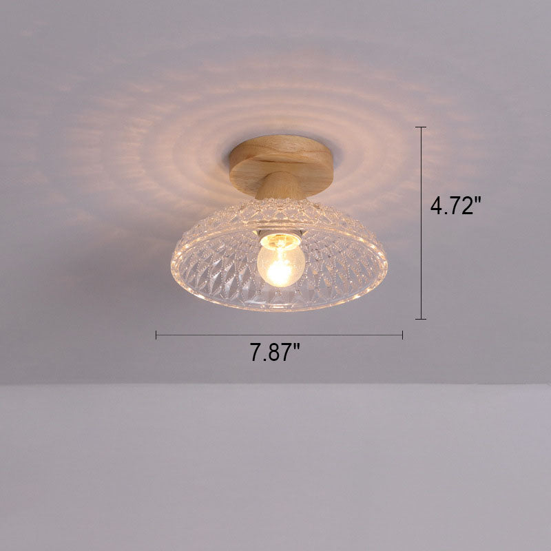Japanese Minimalist Log Glass 1-Light Semi-Flush Mount Light
