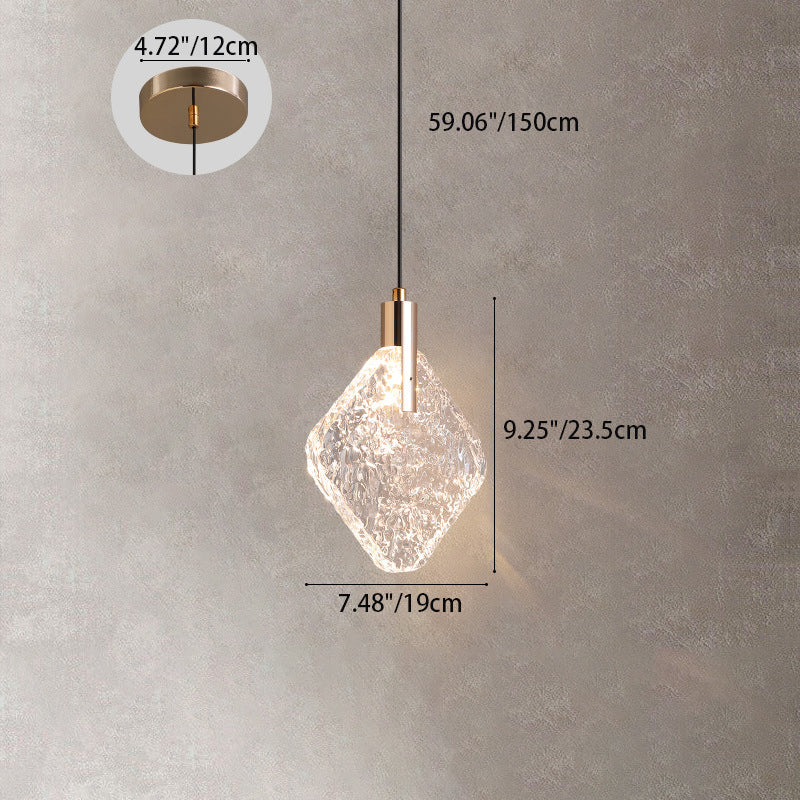 Modern Minimalist Diamond Round Trapezoid Aluminum Crystal LED Pendant Light For Bedroom