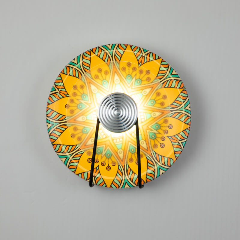 مصباح حائط LED دائري من الحديد المطاوع الصيني بتصميم عتيق