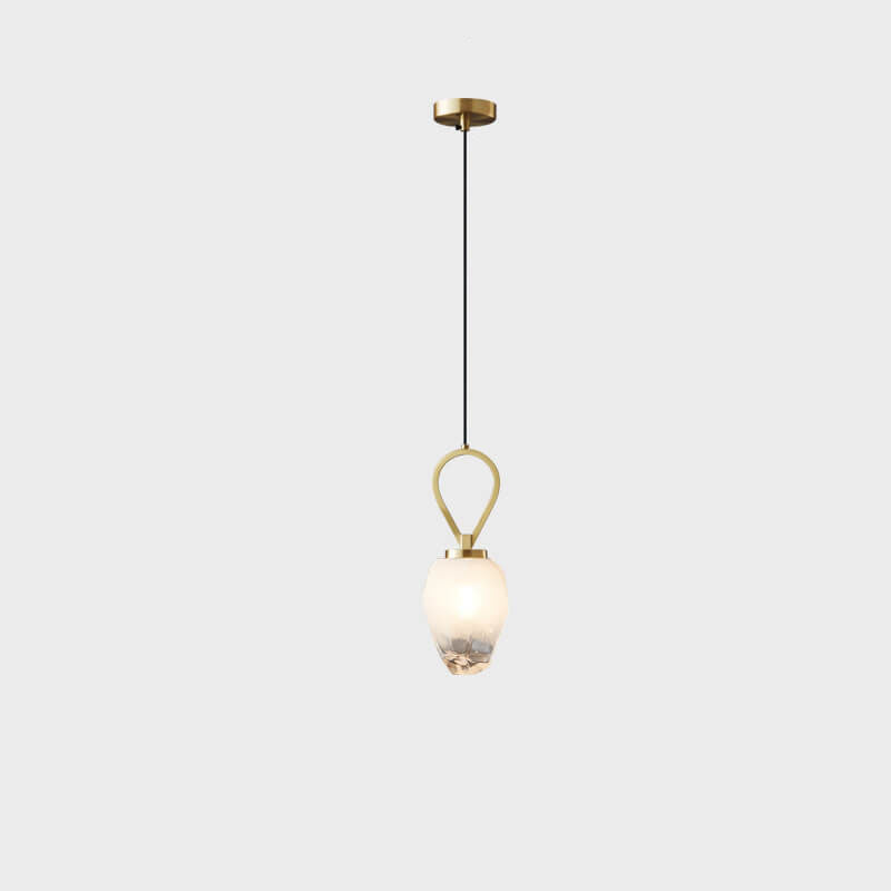 Modern Luxury Brass Geometrical Glass Shade 1-Light Pendant Light For Living Room