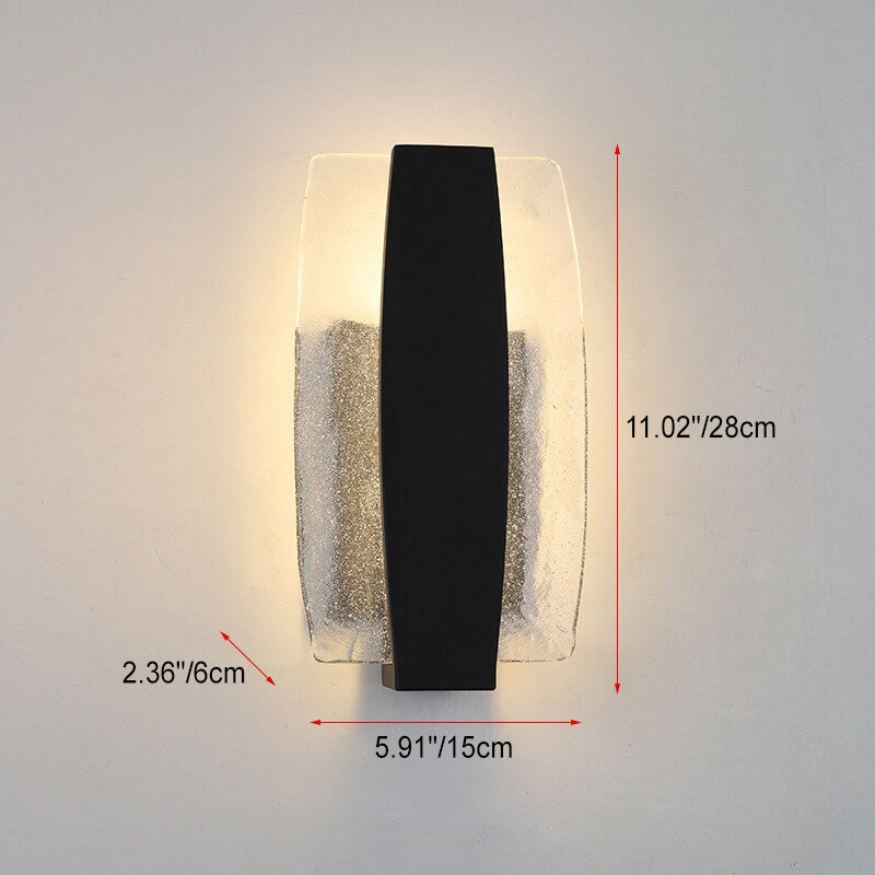 Modern Minimalist Rectangle Aluminum Glass LED Wall Sconce Lamp For Outdoor Patio