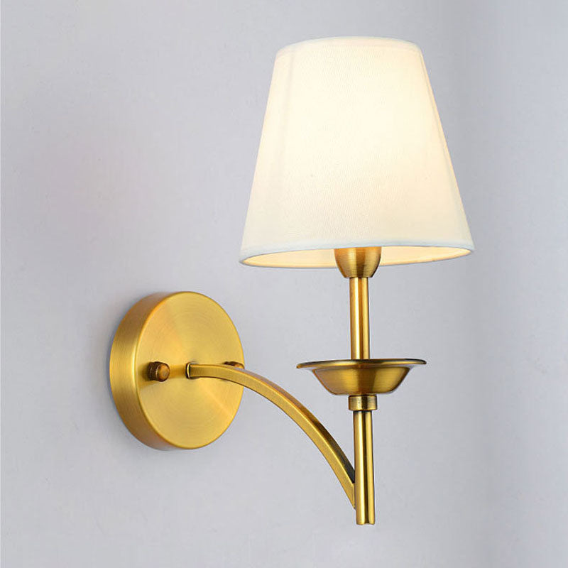 Modern Mid-Century Iron Fabric Cylinder 1/2 Light Wall Sconce Lamp For Bedside