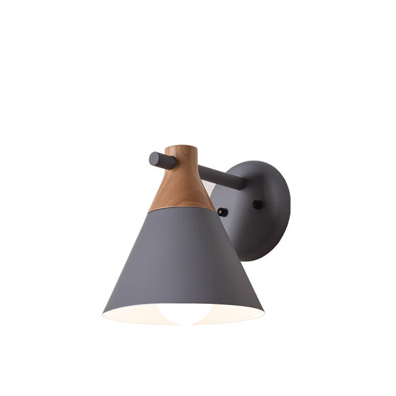 Nordic Solid Wood Macaron Cone Shade 1-Light Wall Sconce Lamp