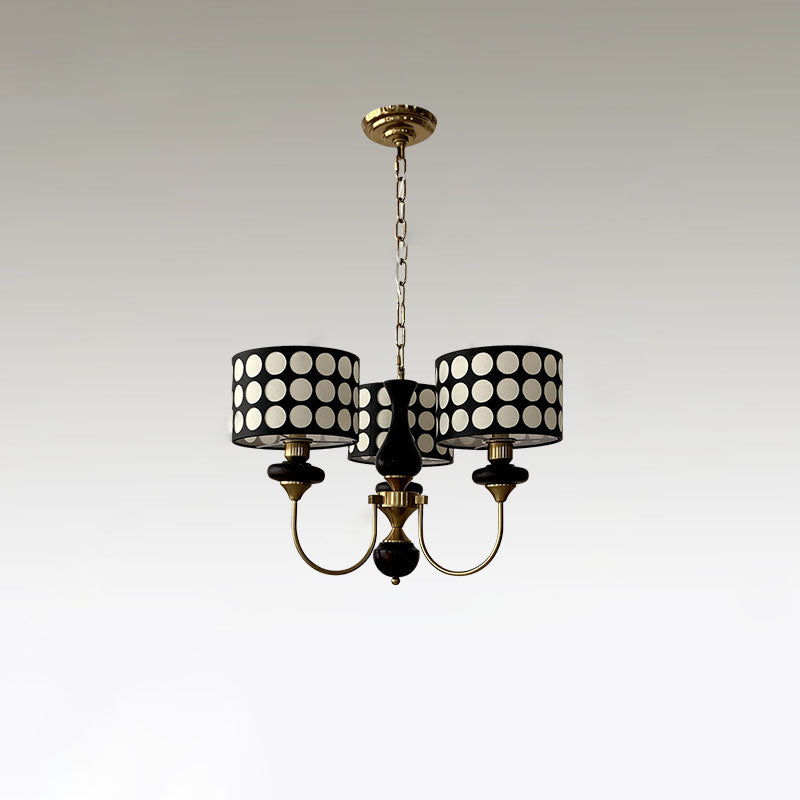 伝統的なヴィンテージラウンドポルカドットアイアンガラス3/6ライトシャンデリアリビングルーム用