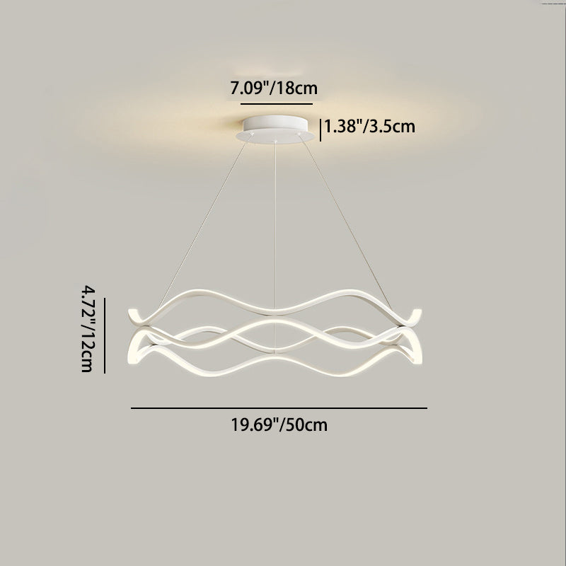 Contemporary Nordic Iron Aluminum Silica Round Wave LED Chandelier For Dining Room