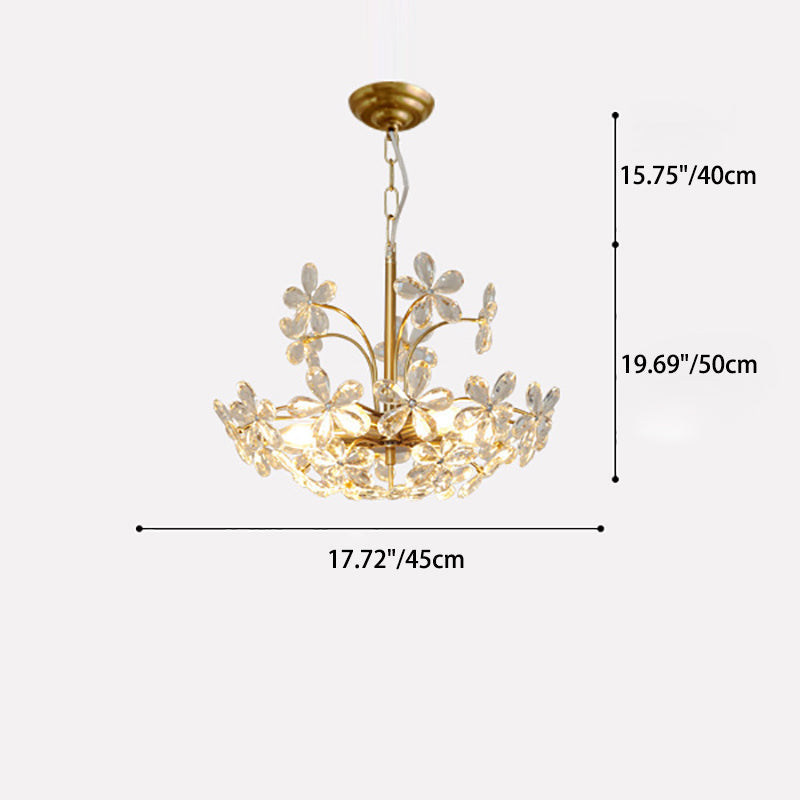 Traditional Vintage Petal Iron Crystal 6/8 Light Island Light Chandelier For Bedroom