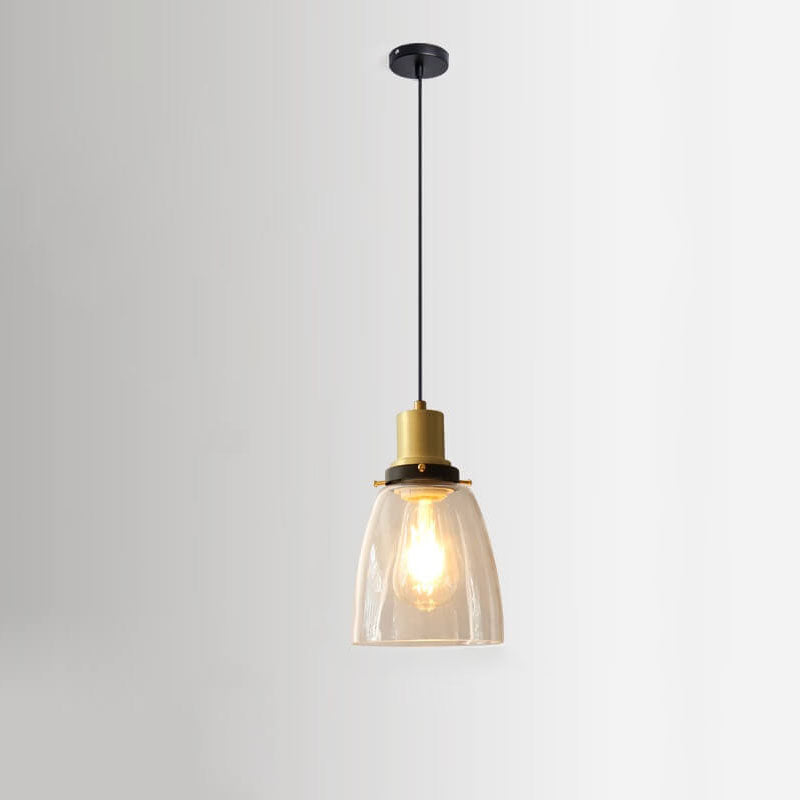 Vintage Minimalist Semi-Circular Cone Cup Iron Glass 1-Light Pendant Light