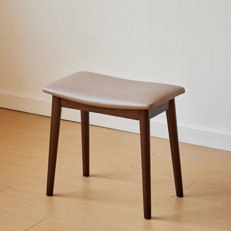 Modern Minimalist Rectangular Soft PU Leather Wood Vanity Stool For Bedroom