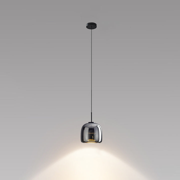 Contemporary Scandinavian Aluminum Glass Cylinder Shade LED Pendant Light For Bedroom