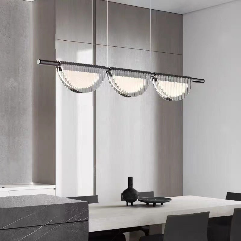 ثريا جزيرة LED بتصميم شبه دائري من الأكريليك الزجاجي بتصميم بسيط ومعاصر لغرفة المعيشة