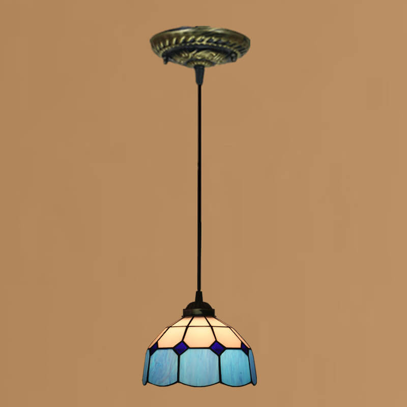 Tiffany Stained Glass Dome Shade European 1-Light Pendant Light