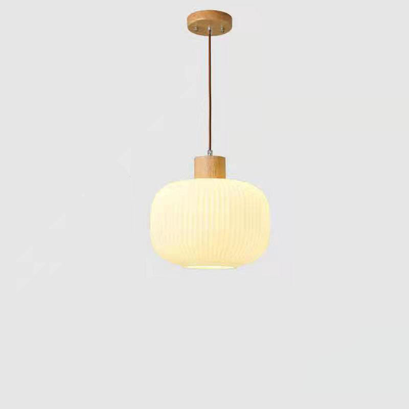 Japanese Minimalist Log Wood Strip Glass Jar 1/2/3 Light Island Light Chandelier