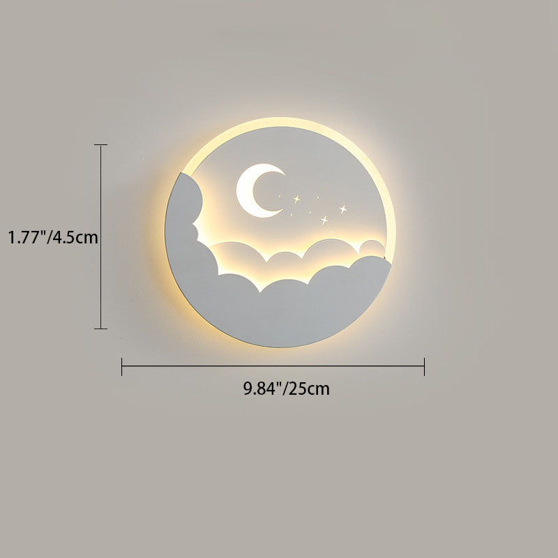 Modern Simplicity Round Moon Iron Aluminum Acrylic LED Flush Mount Ceiling Light For Bedroom