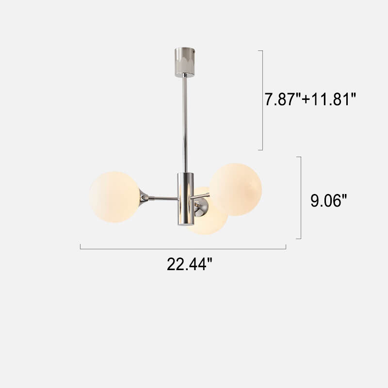 モダンクリエイティブマジックビーンミルクホワイトガラスボールクローム3/5/8ライトシャンデリア