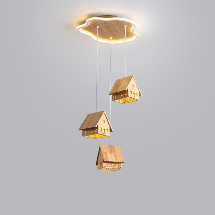 ثريا تقليدية مصنوعة من الخشب والحديد والألومنيوم والأكريليك، مكونة من 1/3 ضوء لغرفة الطعام