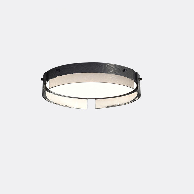 Modern Minimal Round Copper Glass LED Flush Mount Lighting