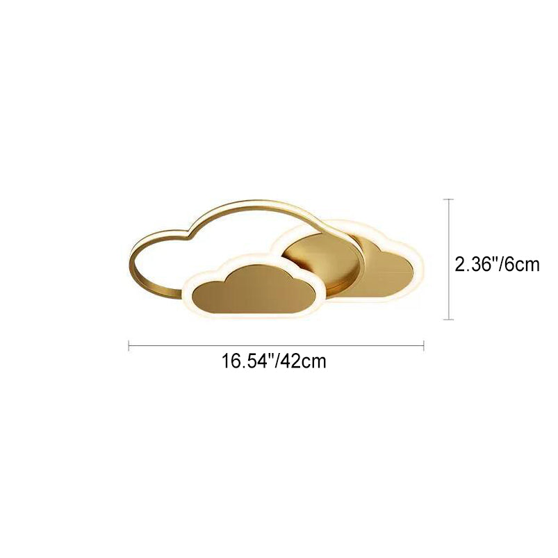 Modern Minimalist Cloud All Copper Acrylic LED Flush Mount Ceiling Light For Bedroom