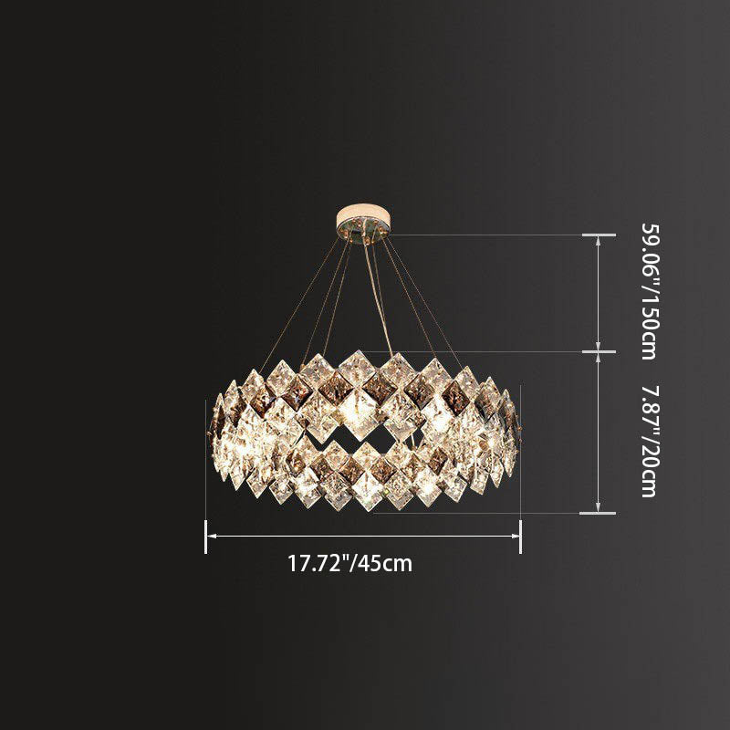 Contemporary Luxury Crystal Diamond Circle Plated Hardware 5/6/7/8/10/14 Light Chandelier For Living Room