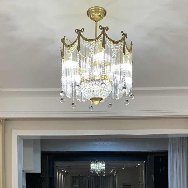 French Luxury Crystal Tassel Bead Design 6/7/9 Light Chandelier