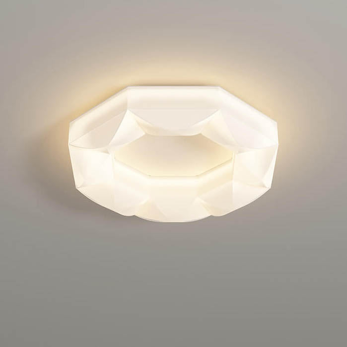 北欧クリエイティブなホワイトポリゴン錬鉄製LEDフラッシュマウントシーリングライト
