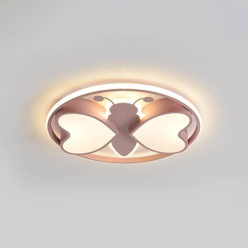 Creative Cartoon Butterfly Round LED Flush Mount Ceiling Light