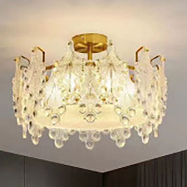Modern Light Luxury Creative Crystal Cylinder 6-Light Semi-Flush Mount Ceiling Light