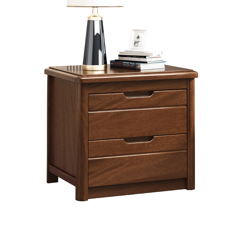 Traditional Vintage Rectangular Wood Nightstand 2-Drawer For Bedroom