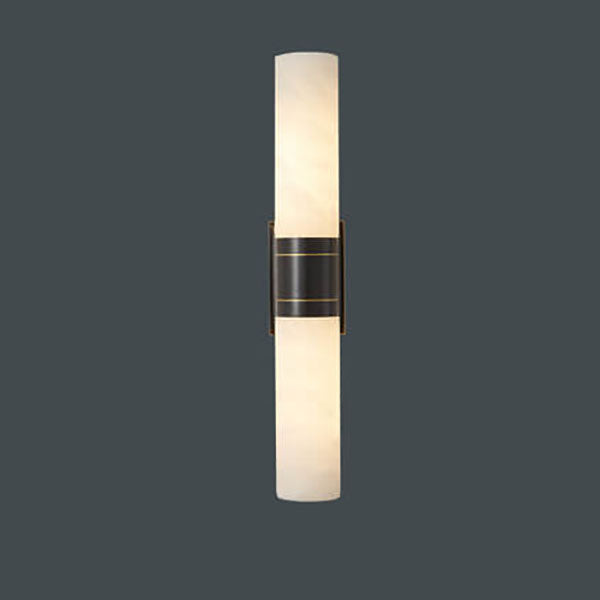 Modern Mid-Century Marble Column Copper 2-Light Wall Sconce Lamp For Living Room