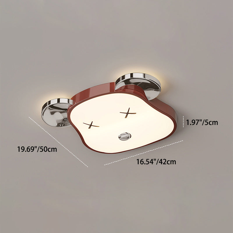 Modern Art Deco Violent Bear PE Iron LED Flush Mount Ceiling Light For Bedroom