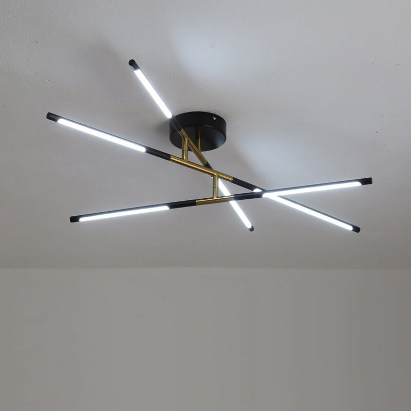 Nordic Creative Iron Geometric Line Combination LED Semi-Flush Mount Ceiling Light