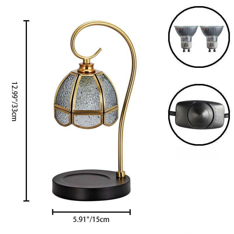 Contemporary Creative Flower Iron Glass 1-Light Aroma Melt Wax Table Lamp For Bedroom