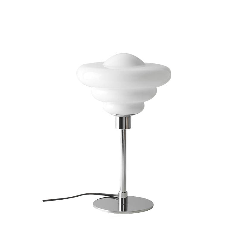 Modern Art Deco Metal Glass Ripple Gyro 1-Light Table Lamp For Bedside