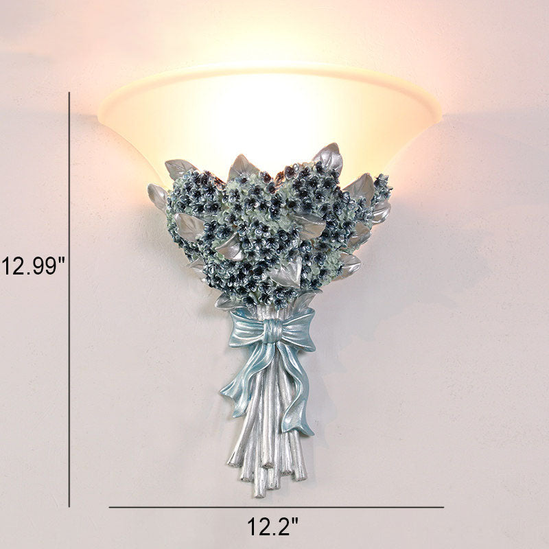 European Creative Bouquet Shape Resin Glass 1-Light Wall Sconce Lamp