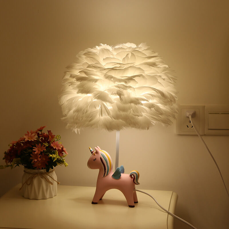 Modern Creative Unicorn Feather Children 1-Light Table Lamp