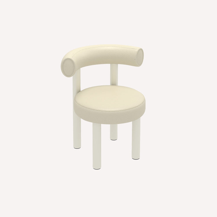 Contemporary Nordic Round Artificial Leather Iron Frame Vanity Stool Arc Back For Bedroom