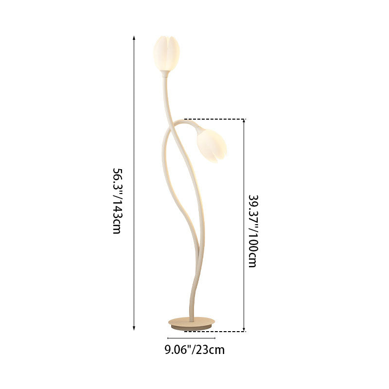 Contemporary Creative Tulip Iron Rolled Plastic 1-Light Standing Floor Lamp For Living Room