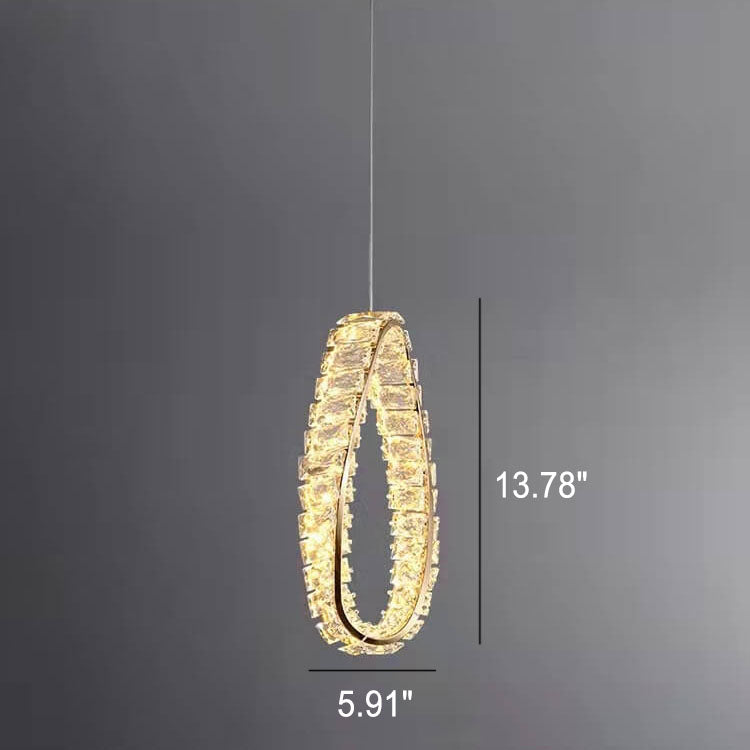 مصباح LED معلق بحلقة كريستالية فاخرة بتصميم عصري