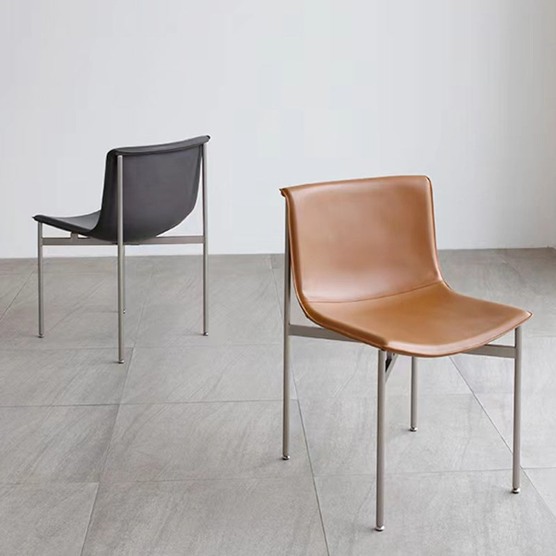 Contemporary Nordic Square Curved Microfiber Leather Stainless Steel Dining Chair Backrest For Dining Room
