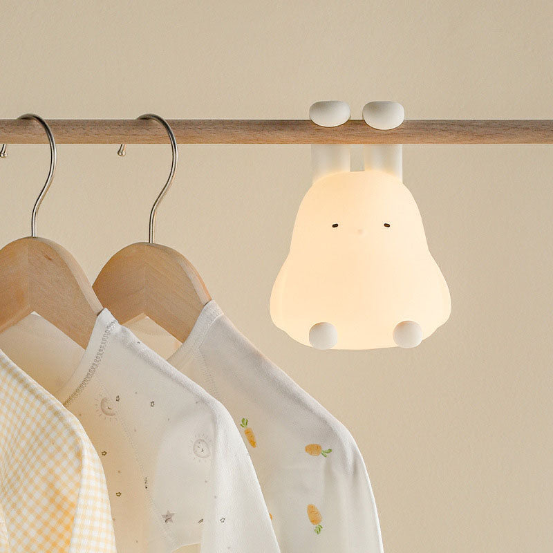 Creative Cute Folded Ear Rabbit Silicone Pat LED Night Light Table Lamp